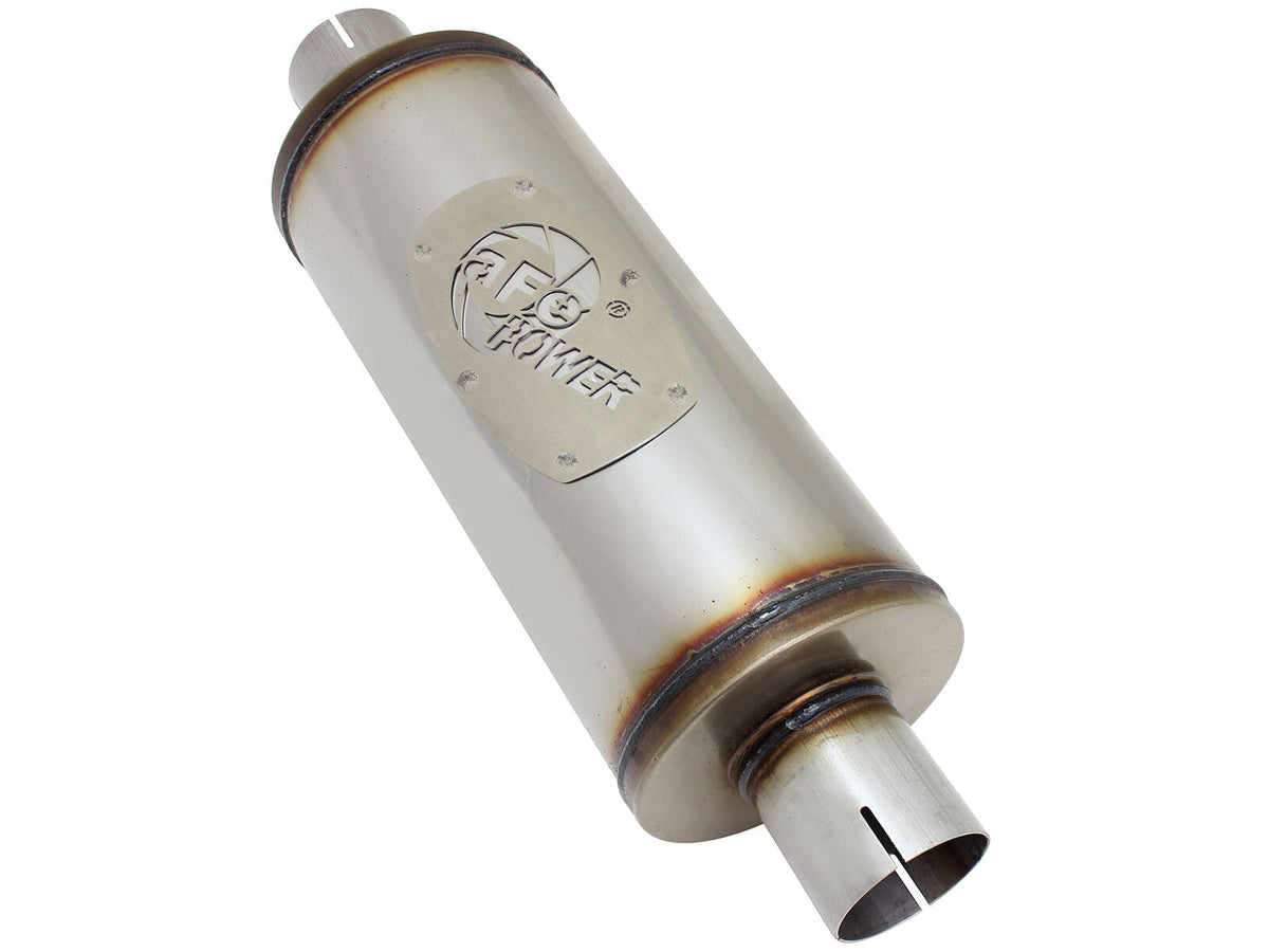 Mach Force-Xp 409 Stainless Steel Muffler 2-1/2 Inch ID Center/Center x 6 Inch Dia. x 14 Inch L - Round Body aFe Power aFe Power