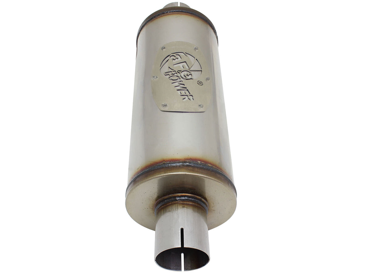 Mach Force-Xp 409 Stainless Steel Muffler 2-1/2 Inch ID Center/Center x 6 Inch Dia. x 14 Inch L - Round Body aFe Power aFe Power