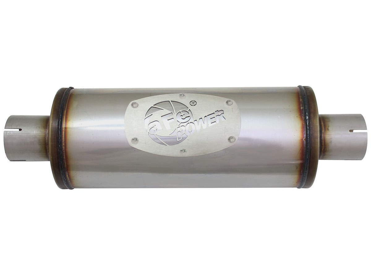 Mach Force-Xp 409 Stainless Steel Muffler 2-1/2 Inch ID Center/Center x 6 Inch Dia. x 14 Inch L - Round Body aFe Power aFe Power
