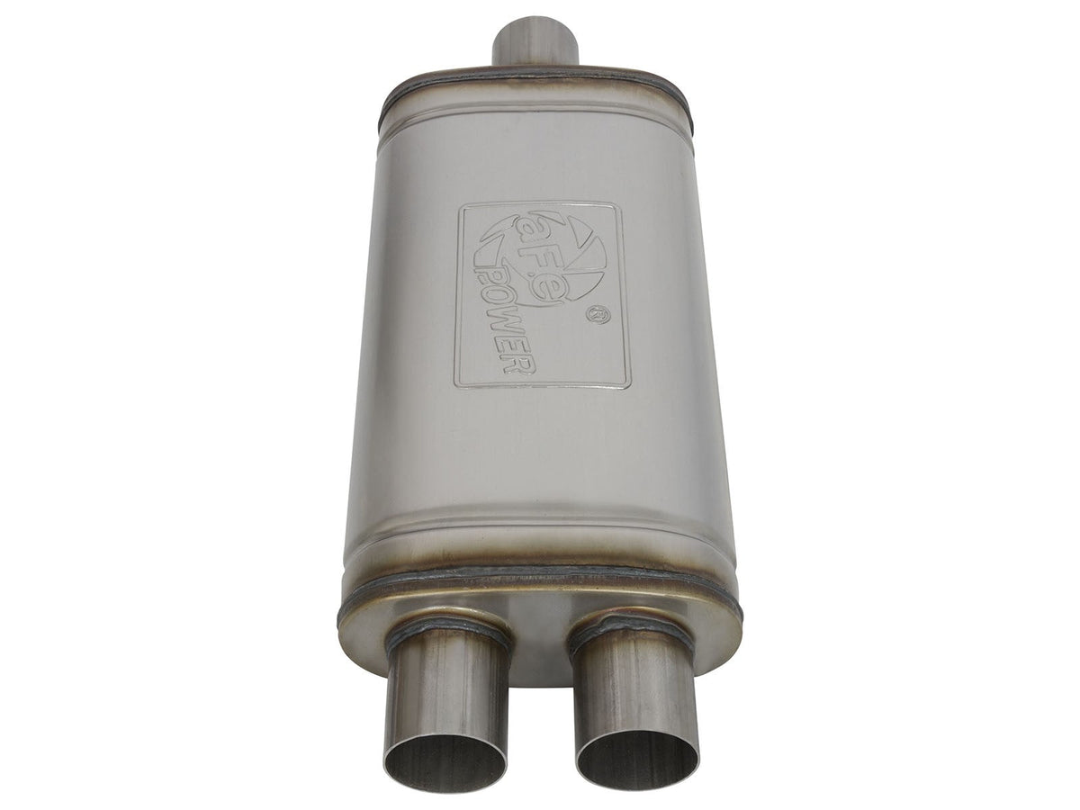 Mach Force-Xp 409 Stainless Steel Muffler 2-1/2 Inch ID Center/Dual-Outlet x 9 Inch W x 4 Inch H x 18 Inch L - Oval Body aFe Power aFe Power