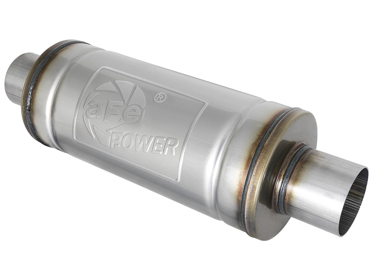 Mach Force-Xp 409 Stainless Steel Muffler 3 Inch ID Center/Center x 6 Inch Dia. x 14 Inch L - Round Body aFe Power aFe Power