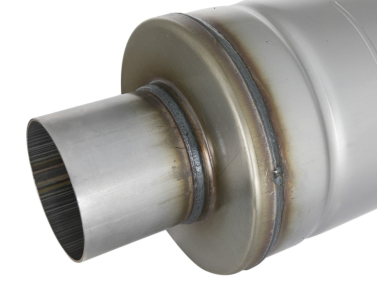 Mach Force-Xp 409 Stainless Steel Muffler 3 Inch ID Center/Center x 6 Inch Dia. x 14 Inch L - Round Body aFe Power aFe Power