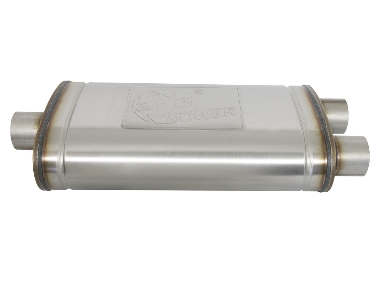 Mach Force-Xp 409 Stainless Steel Muffler 3 Inch ID Center/Dual-Outlet x 11 Inch W x 6 Inch H x 22 Inch L - Oval Body aFe Power aFe Power