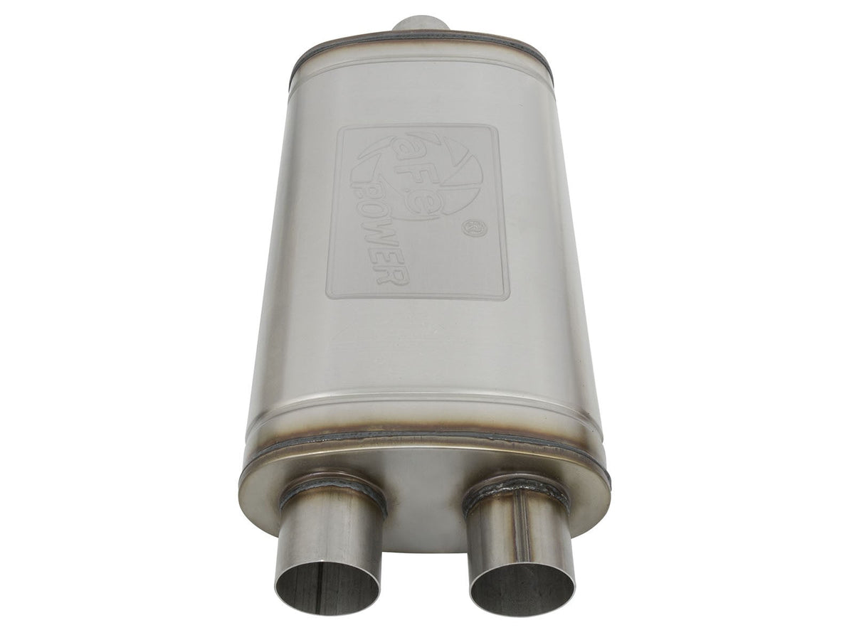 Mach Force-Xp 409 Stainless Steel Muffler 3 Inch ID Center/Dual-Outlet x 11 Inch W x 6 Inch H x 22 Inch L - Oval Body aFe Power aFe Power