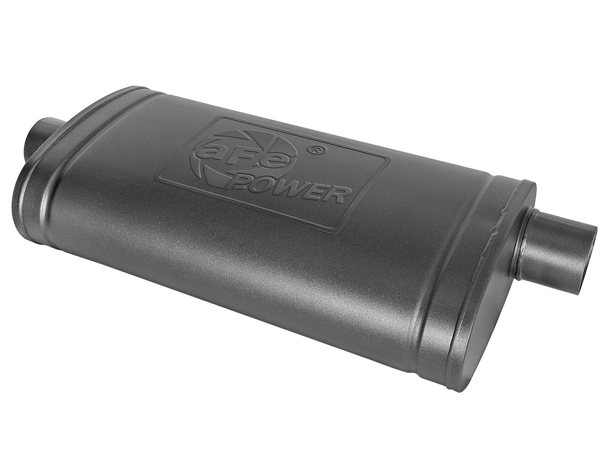 Mach Force-Xp 409 Stainless Steel Muffler w/ High-Temp Metallic Black finish 3 Inch ID Center/Offset x 11 Inch W x 5 Inch H x 22 Inch L - Oval Body - Black aFe Power aFe Power