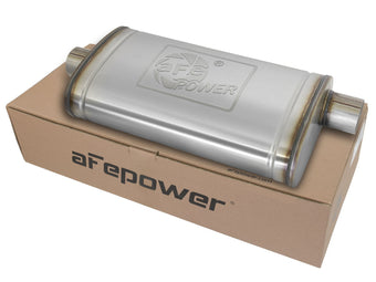 compare product Mach Force-Xp 409 Stainless Steel Muffler 3 Inch ID Center/Offset x 11 Inch W x 5 Inch H x 22 Inch L - Oval Body aFe Power