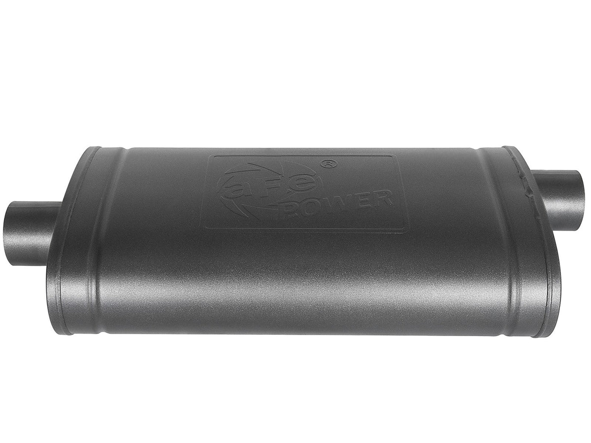 Mach Force-Xp 409 Stainless Steel Muffler w/ High-Temp Metallic Black finish 3 Inch ID Center/Offset x 11 Inch W x 5 Inch H x 22 Inch L - Oval Body - Black aFe Power aFe Power