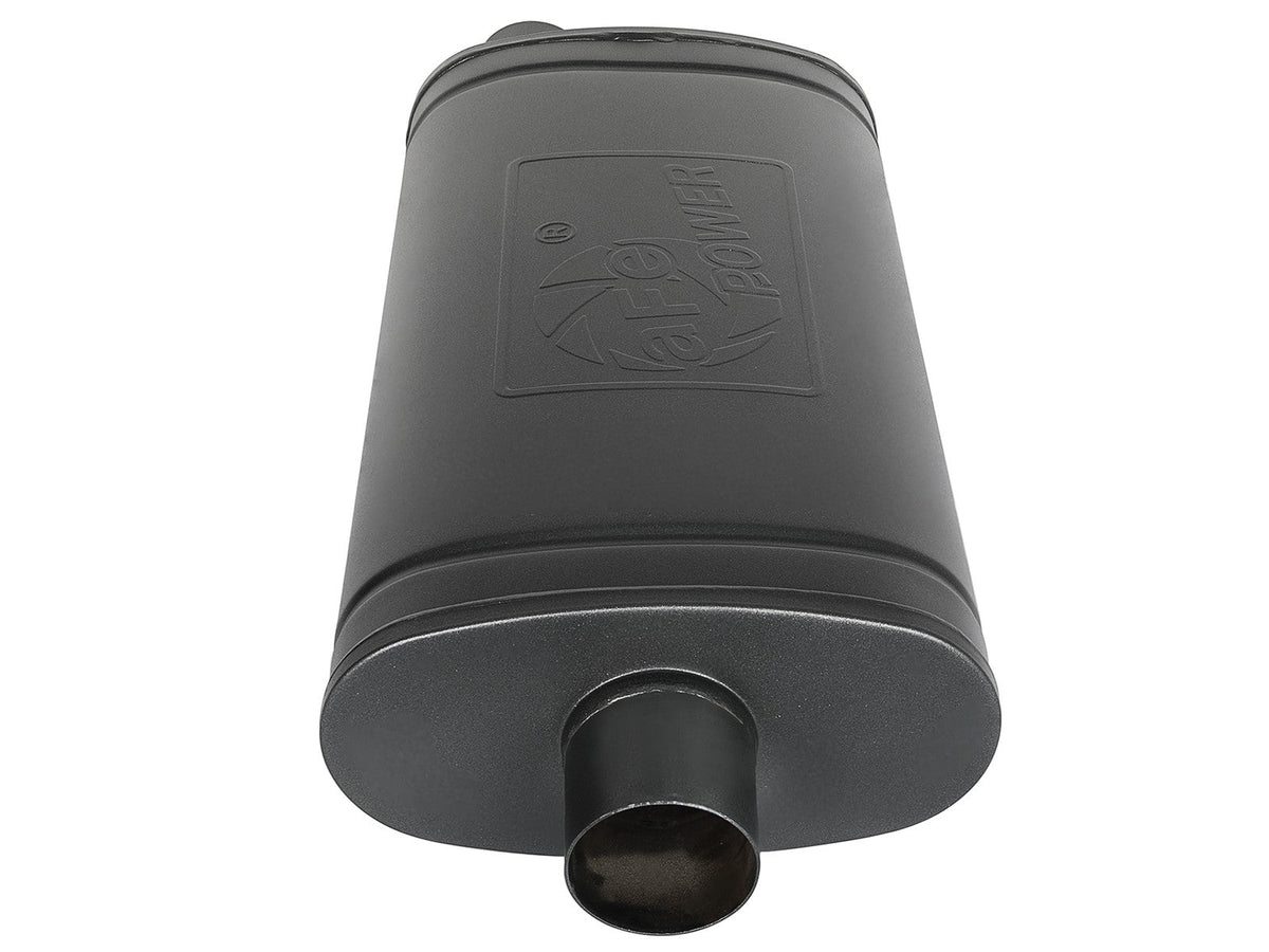 Mach Force-Xp 409 Stainless Steel Muffler w/ High-Temp Metallic Black finish 3 Inch ID Center/Offset x 11 Inch W x 5 Inch H x 22 Inch L - Oval Body - Black aFe Power aFe Power