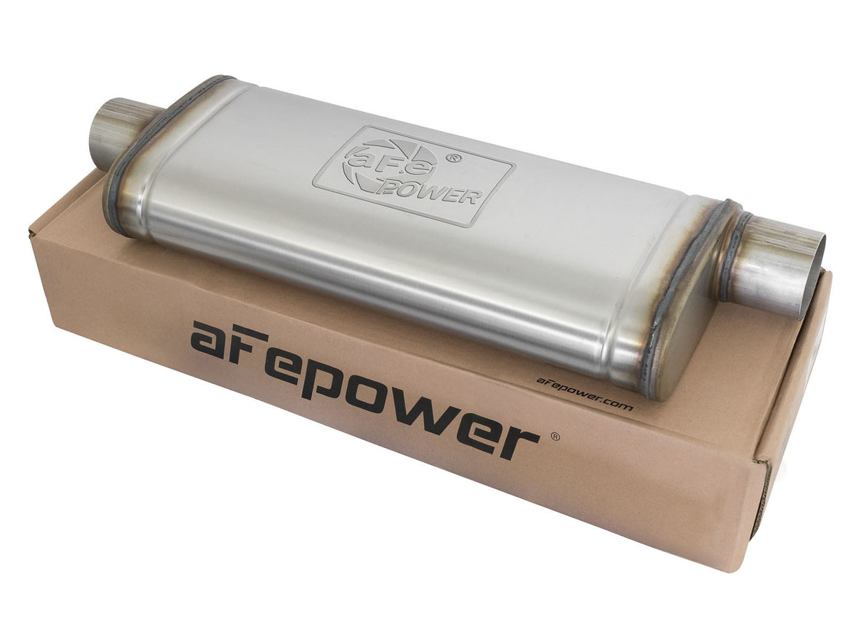 Mach Force-Xp 409 Stainless Steel Muffler 3 Inch ID Center/Offset x 9 Inch W x 4 Inch H x 22 Inch L - Oval Body aFe Power aFe Power