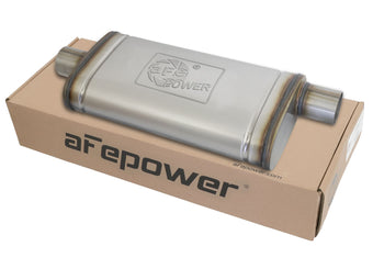 compare product Mach Force-Xp 409 Stainless Steel Muffler 2-1/2 Inch ID Center/Offset x 9 Inch W x 4 Inch H x 18 Inch L - Oval Body aFe Power