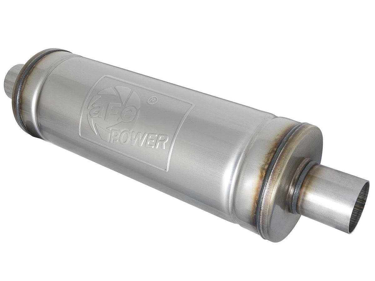 Mach Force-Xp 409 Stainless Steel Muffler 2-1/2 Inch ID Center/Center 18 Inch L x 6 Inch Dia - Round Body aFe Power aFe Power