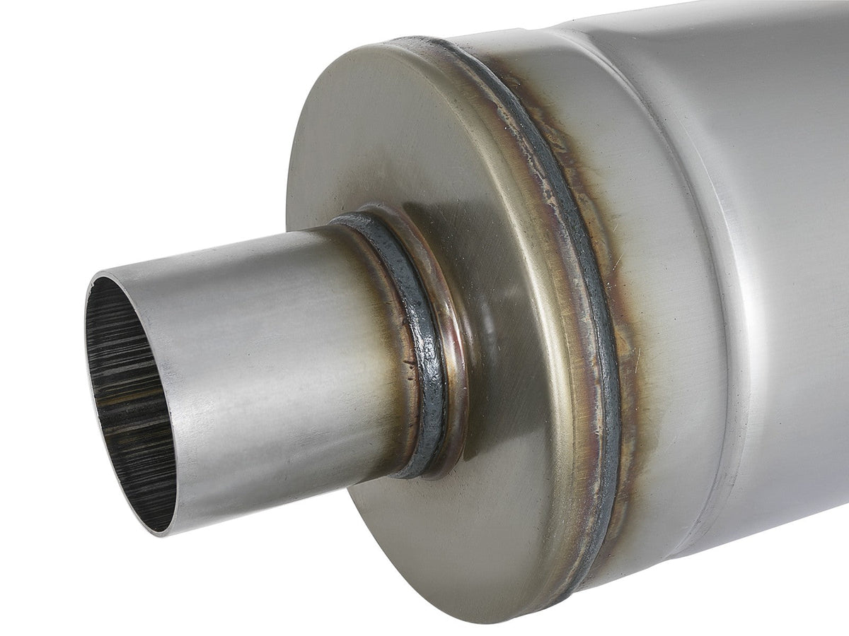 Mach Force-Xp 409 Stainless Steel Muffler 2-1/2 Inch ID Center/Center 18 Inch L x 6 Inch Dia - Round Body aFe Power aFe Power