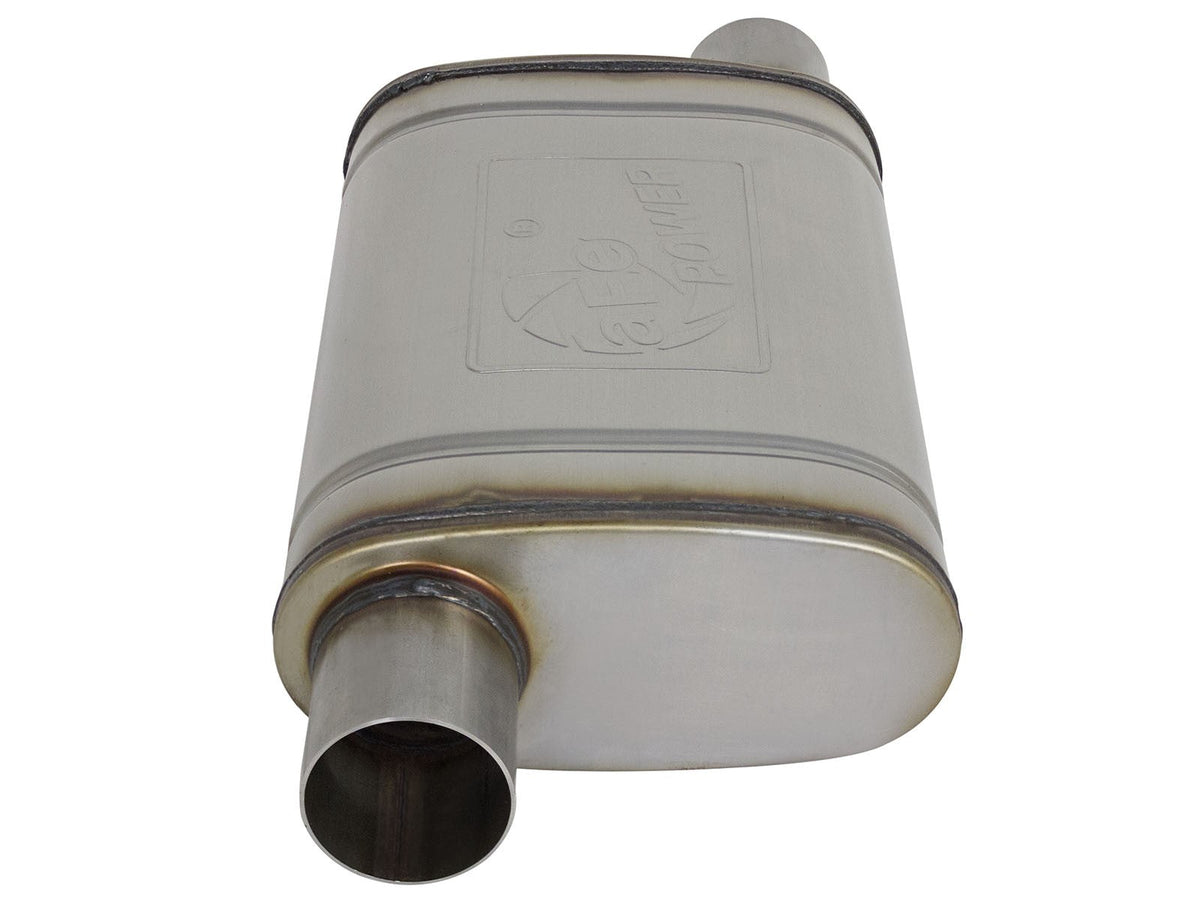 Mach Force-Xp 409 Stainless Steel Muffler 2-1/2 Inch ID Offset/Offset x 9 Inch W x 4 Inch H x 14 Inch L - Oval Body aFe Power aFe Power