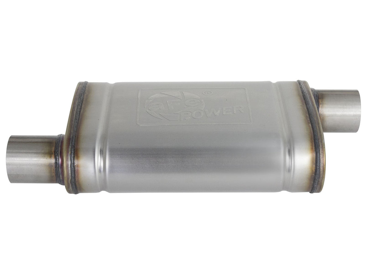 Mach Force-Xp 409 Stainless Steel Muffler 2-1/2 Inch ID Offset/Offset x 9 Inch W x 4 Inch H x 14 Inch L - Oval Body aFe Power aFe Power
