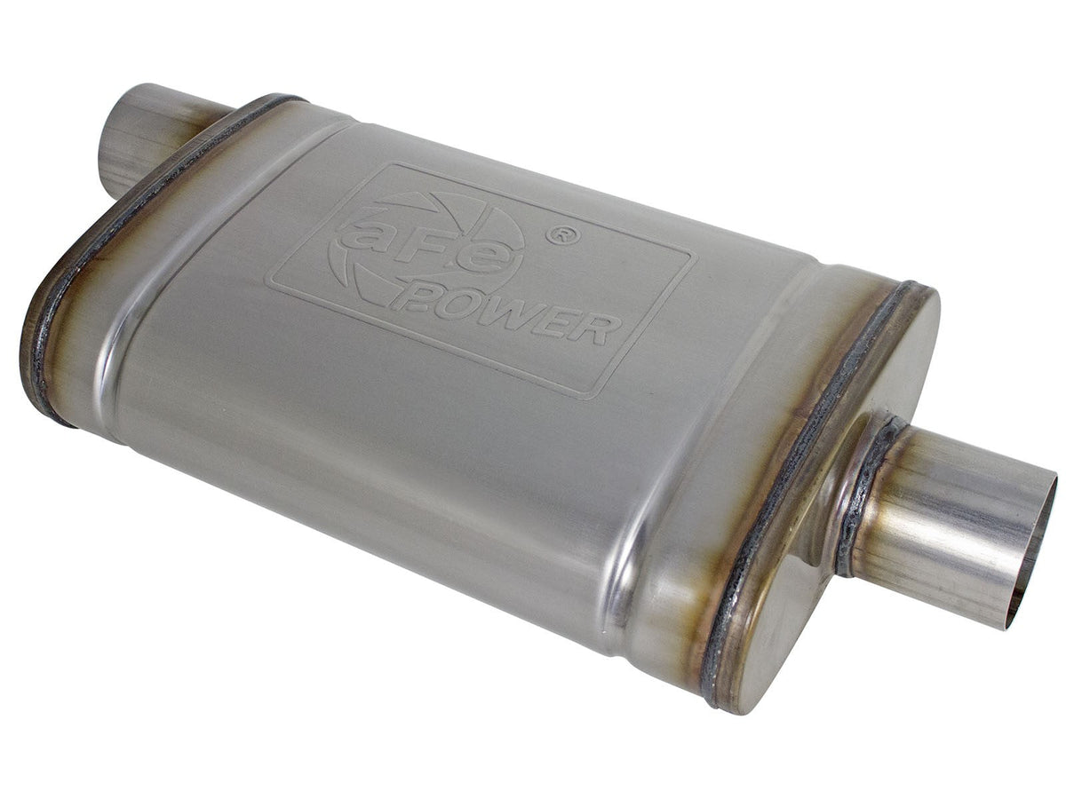 Mach Force-Xp 409 Stainless Steel Muffler 2-1/2 Inch ID Offset/Center x 9 Inch W x 4 Inch H x 14 Inch L - Oval Body aFe Power aFe Power