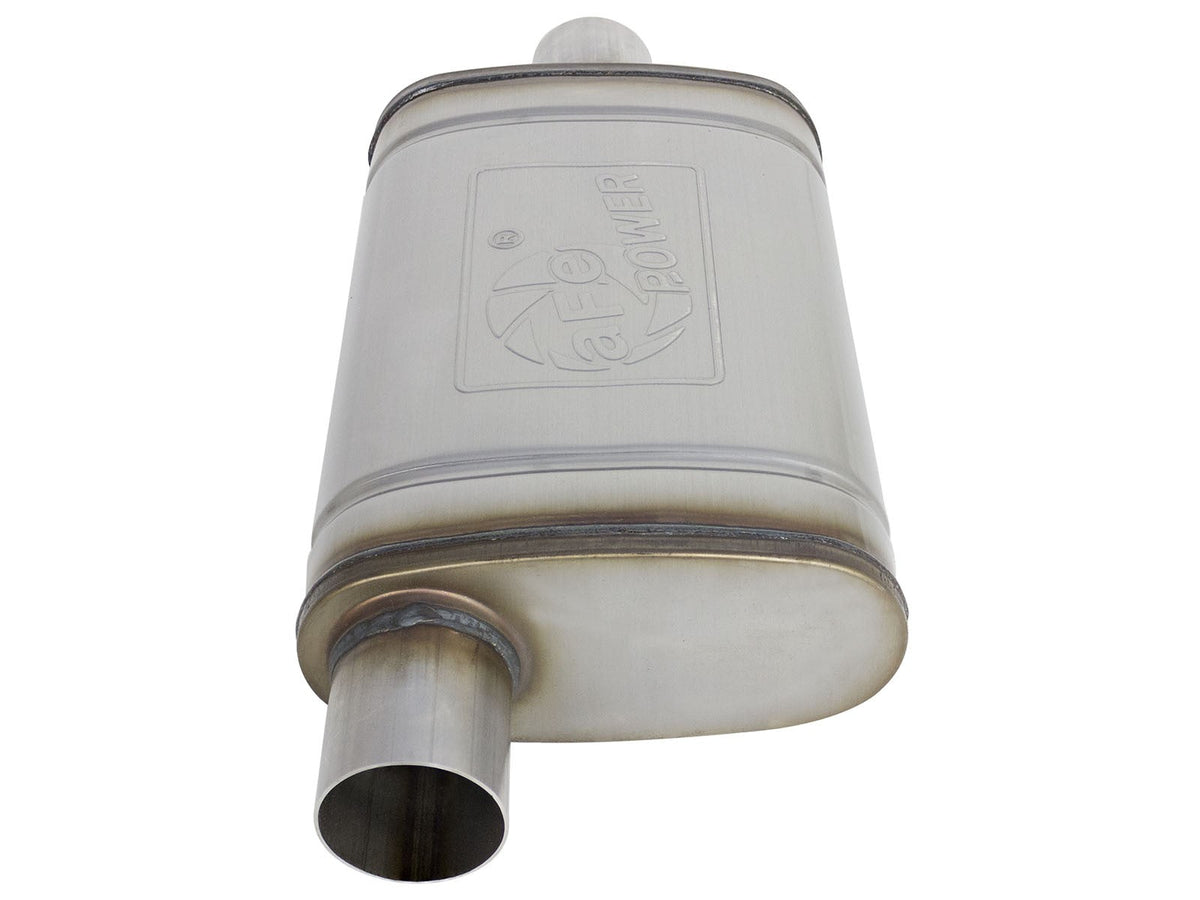 Mach Force-Xp 409 Stainless Steel Muffler 2-1/2 Inch ID Offset/Center x 9 Inch W x 4 Inch H x 14 Inch L - Oval Body aFe Power aFe Power