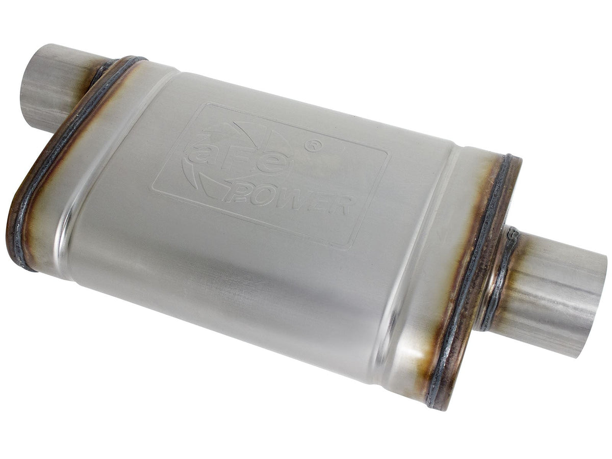 Mach Force-Xp 409 Stainless Steel Muffler 3 Inch ID Center/Offset x 4 Inch H x 9 Inch W x 14 Inch L - Oval Body aFe Power aFe Power