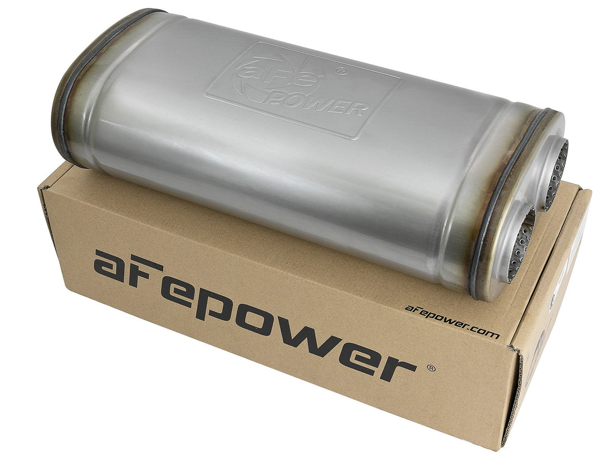 Mach Force-Xp 409 Stainless Steel Muffler 2-1/2 Inch ID Offset/Dual x 18 Inch L x 8 Inch W x 5 Inch H - Oval Body aFe Power aFe Power