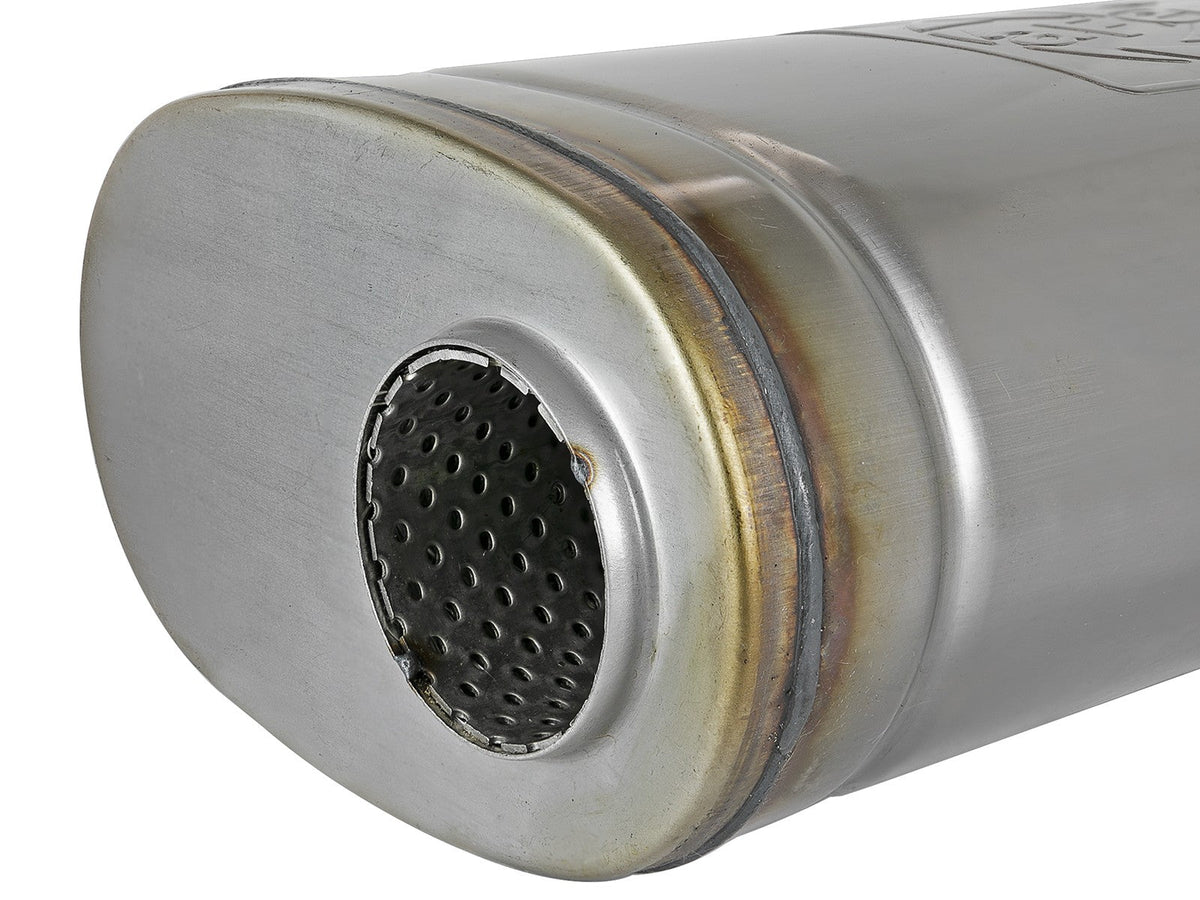 Mach Force-Xp 409 Stainless Steel Muffler 2-1/2 Inch ID Offset/Dual x 18 Inch L x 8 Inch W x 5 Inch H - Oval Body aFe Power aFe Power