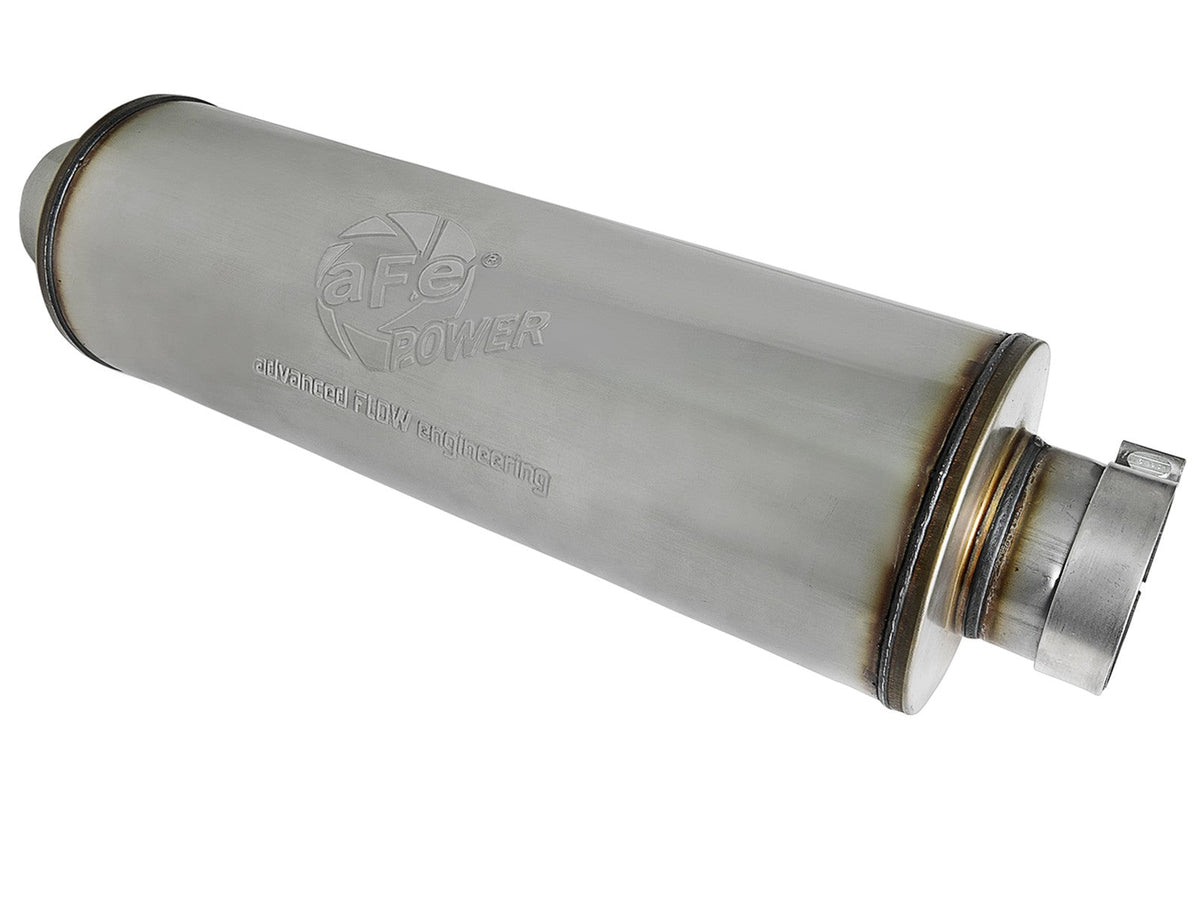 Saturn 4S 409 Stainless Steel Muffler 4 Inch ID Center/Center x 8 Inch Dia. x 30 Inch Oal - Round Body aFe Power aFe Power