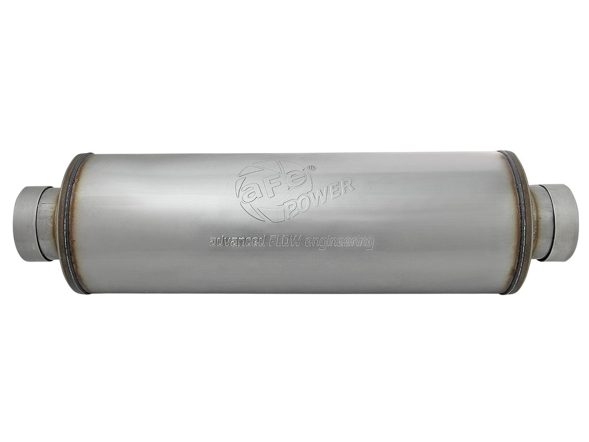 Saturn 4S 409 Stainless Steel Muffler 4 Inch ID Center/Center x 8 Inch Dia. x 30 Inch Oal - Round Body aFe Power aFe Power