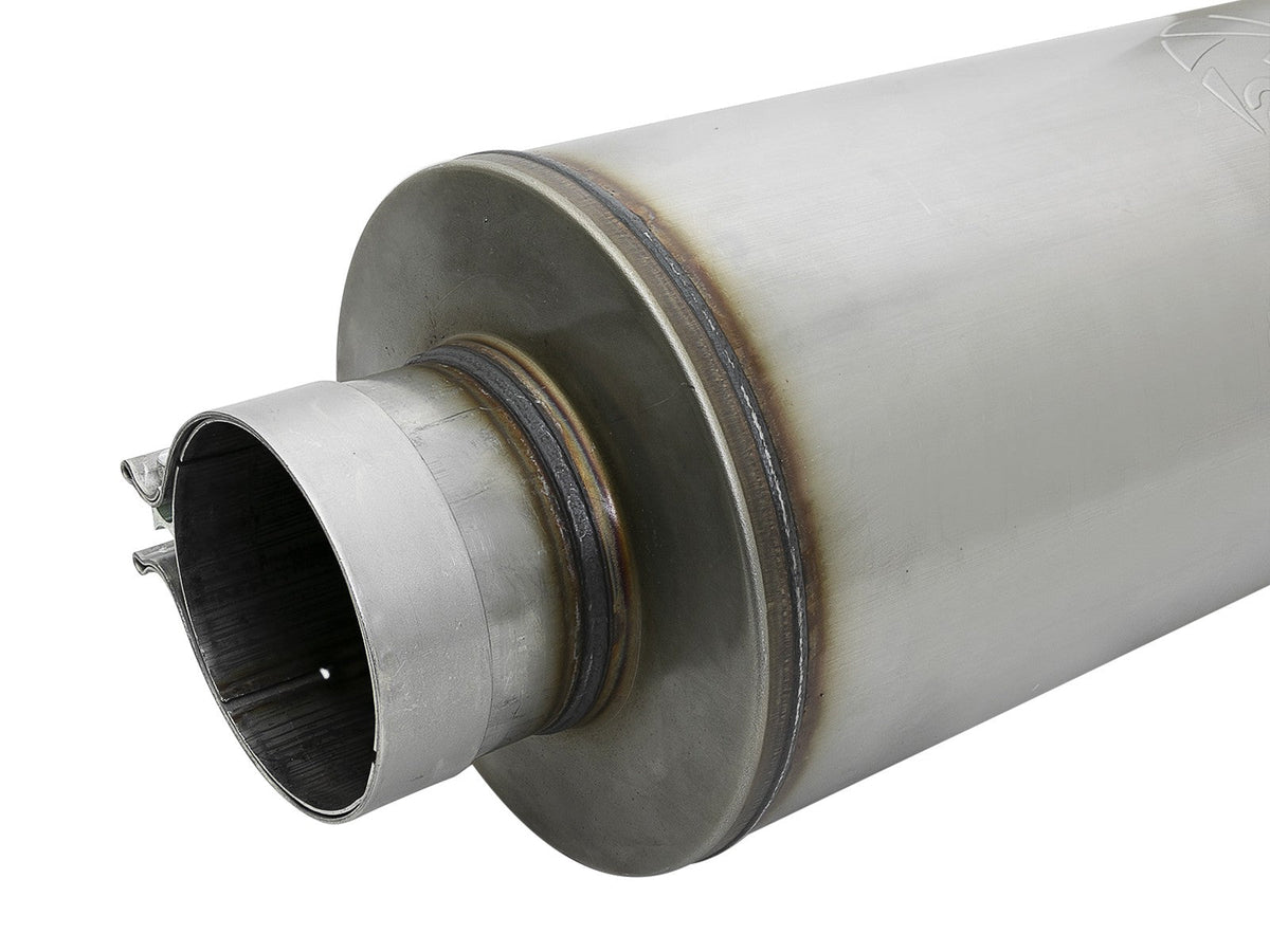 Saturn 4S 409 Stainless Steel Muffler 4 Inch ID Center/Center x 8 Inch Dia. x 30 Inch Oal - Round Body aFe Power aFe Power
