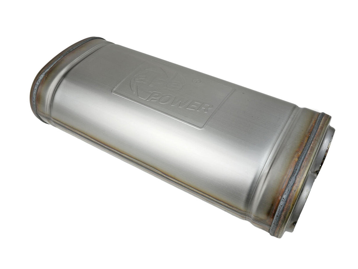 Mach Force-Xp 409 Stainless Steel Muffler 2-1/2 Inch Dual Inlet/Dual Outlet 5 Inch H x 8 Inch W x 18 Inch L - Oval Body aFe Power aFe Power