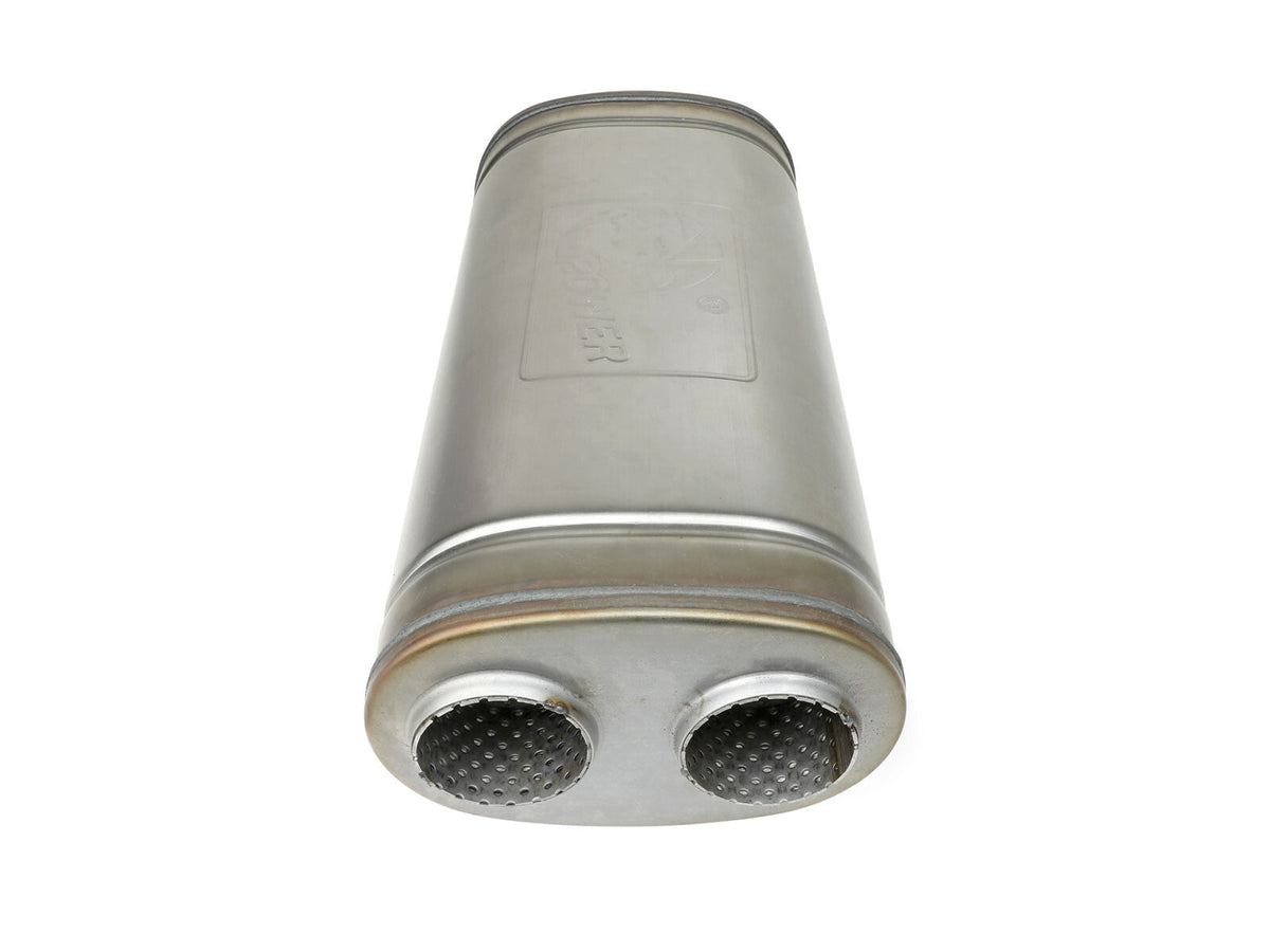 Mach Force-Xp 409 Stainless Steel Muffler 2-1/2 Inch Dual Inlet/Dual Outlet 5 Inch H x 8 Inch W x 18 Inch L - Oval Body aFe Power aFe Power