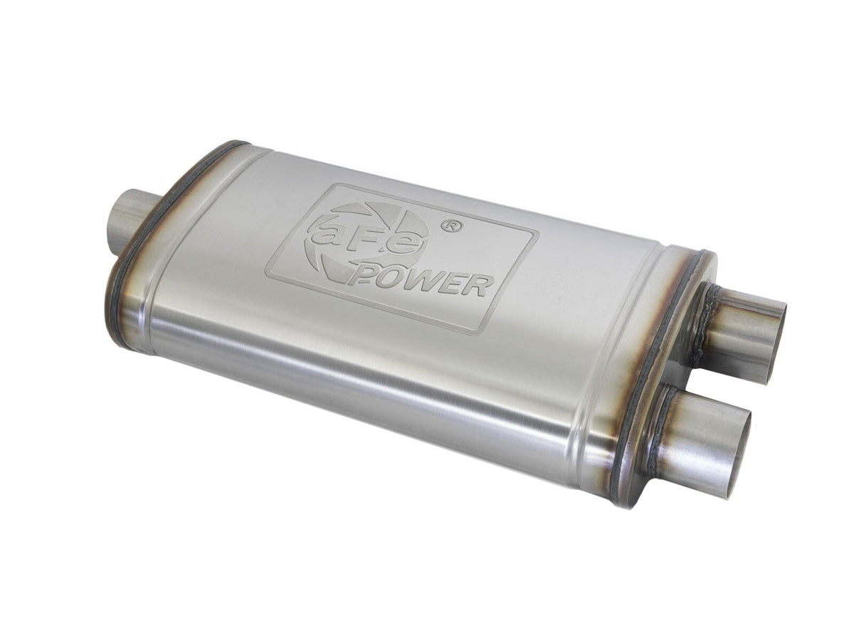 Mach Force-Xp 304 Stainless Steel Muffler 3 Inch Inlet (Center) / 3 Inch Outlet (Dual) x 22 Inch L x 11 Inch W x 6 Inch H aFe Power aFe Power