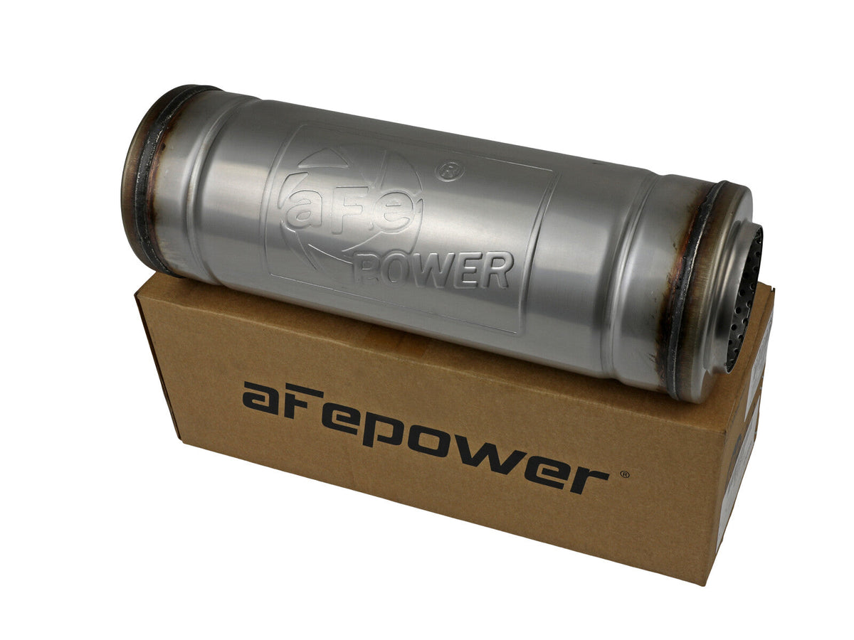 Mach Force-Xp 304 Stainless Steel Muffler 3 Inch ID Center/Center x 5 Inch Dia. x 14 Inch L - Round Body aFe Power aFe Power