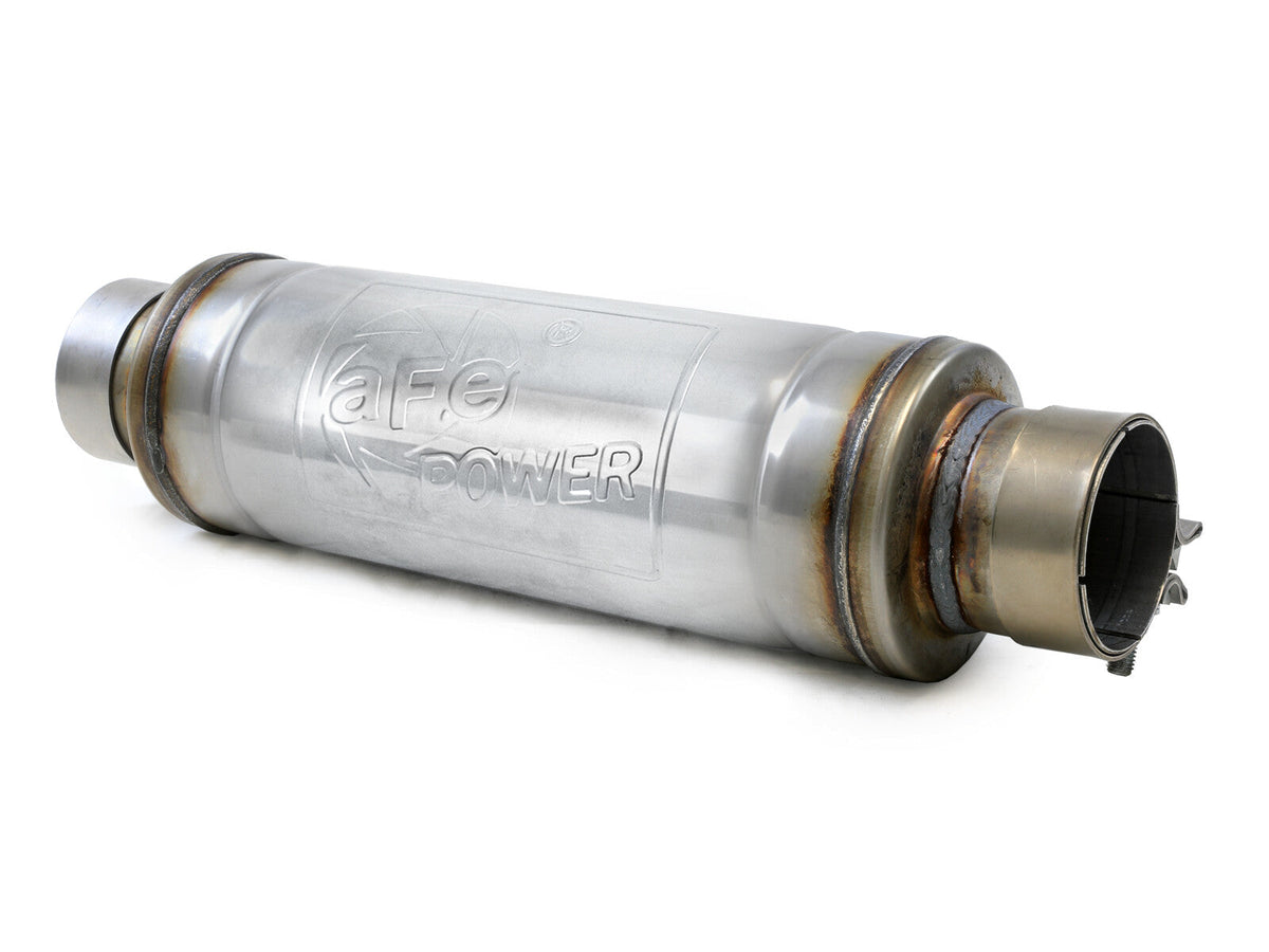 Mach Force-Xp 304 Stainless Steel Muffler 3 Inch ID Center/Center x 5 Inch Dia. x 19 Inch Overall Length - Round Body aFe Power aFe Power