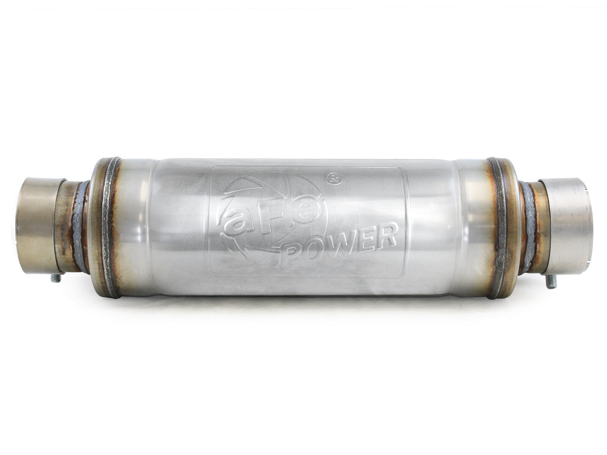 Mach Force-Xp 304 Stainless Steel Muffler 3 Inch ID Center/Center x 5 Inch Dia. x 19 Inch Overall Length - Round Body aFe Power aFe Power