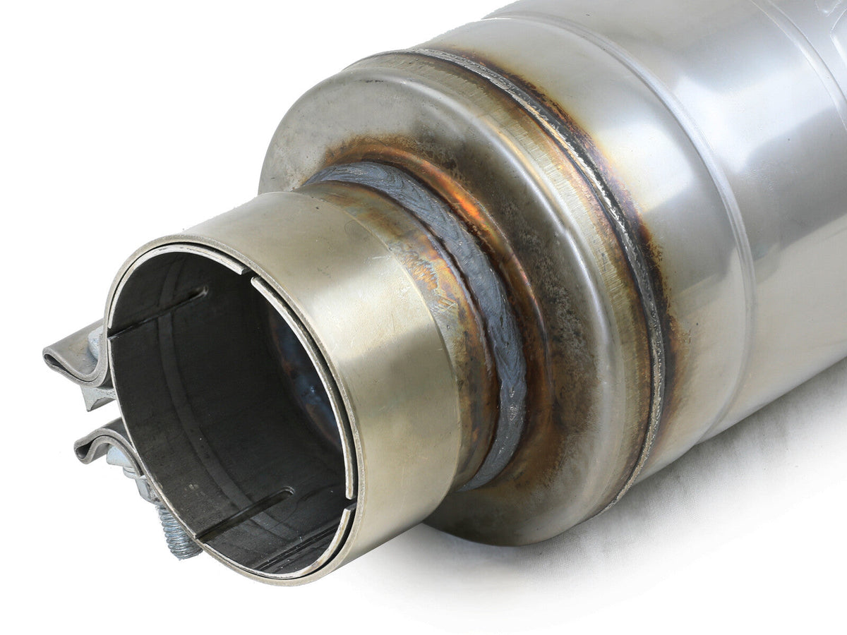 Mach Force-Xp 304 Stainless Steel Muffler 3 Inch ID Center/Center x 5 Inch Dia. x 19 Inch Overall Length - Round Body aFe Power aFe Power