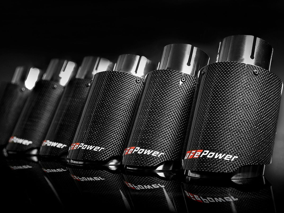 Mach Force-Xp 304 Stainless Steel Clamp-on Exhaust Tip Carbon Fiber 2-1/2 Inch Inlet x 3-1/2 Inch Outlet X 7 Inch L aFe Power aFe Power