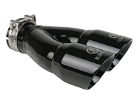 Takeda 304 Stainless Steel Clamp-on Exhaust Tip Black 2-1/2 Inch Inlet x 3 Inch Dual Outlet x 9-1/2 Inch L aFe Power aFe Power