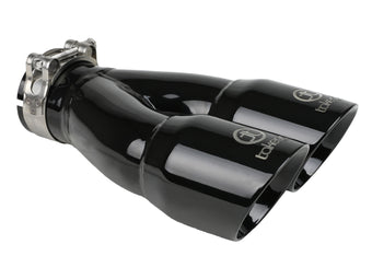 compare product Takeda 304 Stainless Steel Clamp-on Exhaust Tip Black 2-1/2 Inch Inlet x 3 Inch Dual Outlet x 9-1/2 Inch L aFe Power
