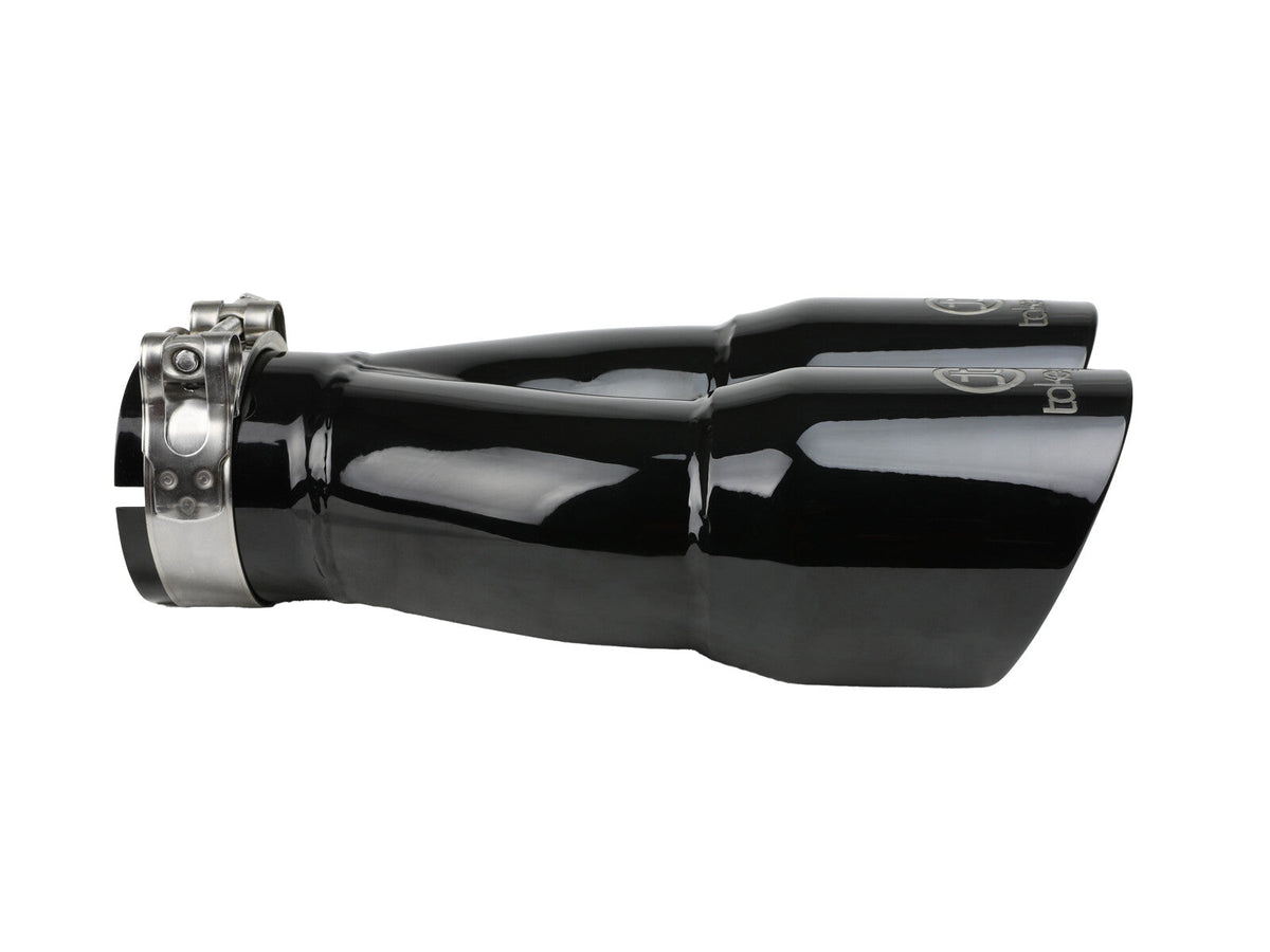 Takeda 304 Stainless Steel Clamp-on Exhaust Tip Black 2-1/2 Inch Inlet x 3 Inch Dual Outlet x 9-1/2 Inch L aFe Power aFe Power