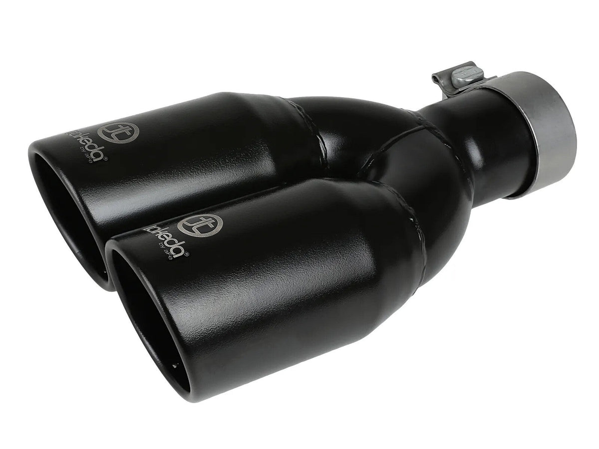 Takeda 304 Stainless Steel Clamp-on Exhaust Tip Black 2-1/2 Inch Inlet x 3-1/2 Inch Outlet X 12 Inch L aFe Power aFe Power