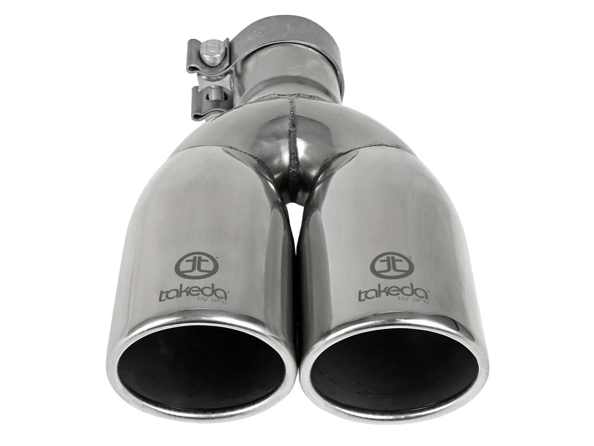 Takeda 304 Stainless Steel Clamp-on Exhaust Tip Polished 2-1/2 Inch Inlet x 3-1/2 Inch Outlet X 12 Inch L aFe Power aFe Power
