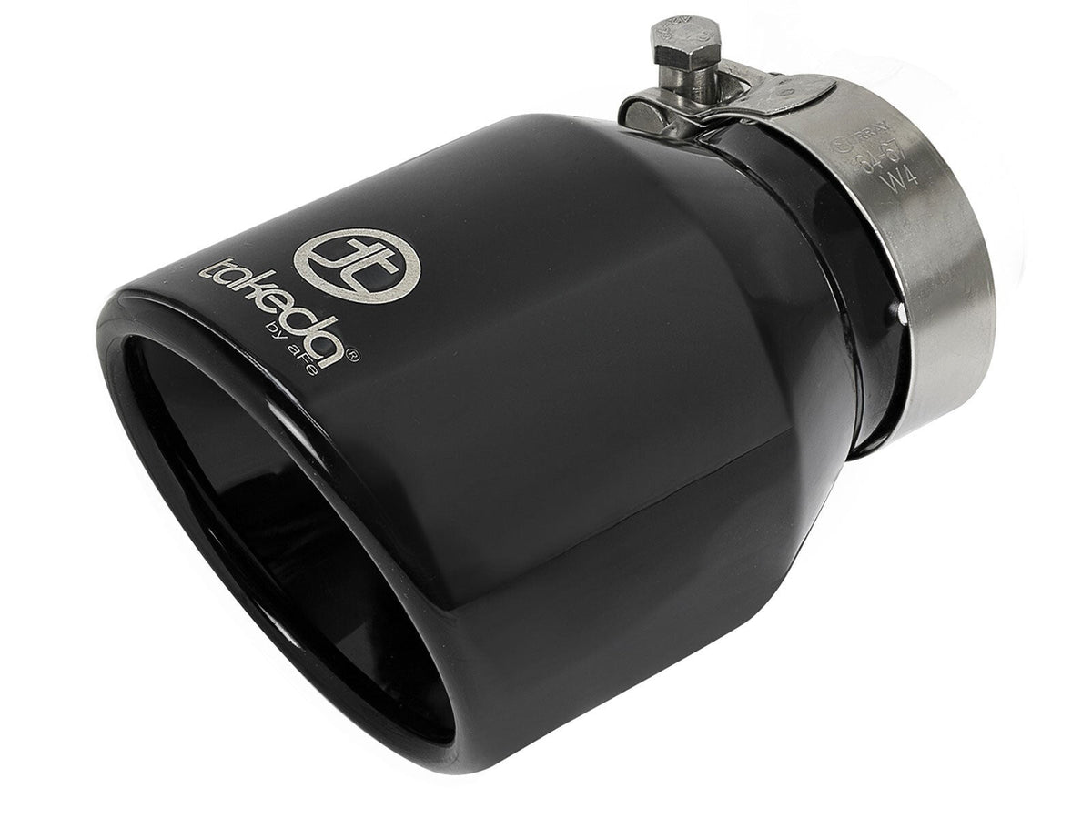 Takeda 304 Stainless Steel Clamp-on Exhaust Tip Black 2-1/2 Inch Inlet x 4 Inch Outlet x 6 Inch L aFe Power aFe Power