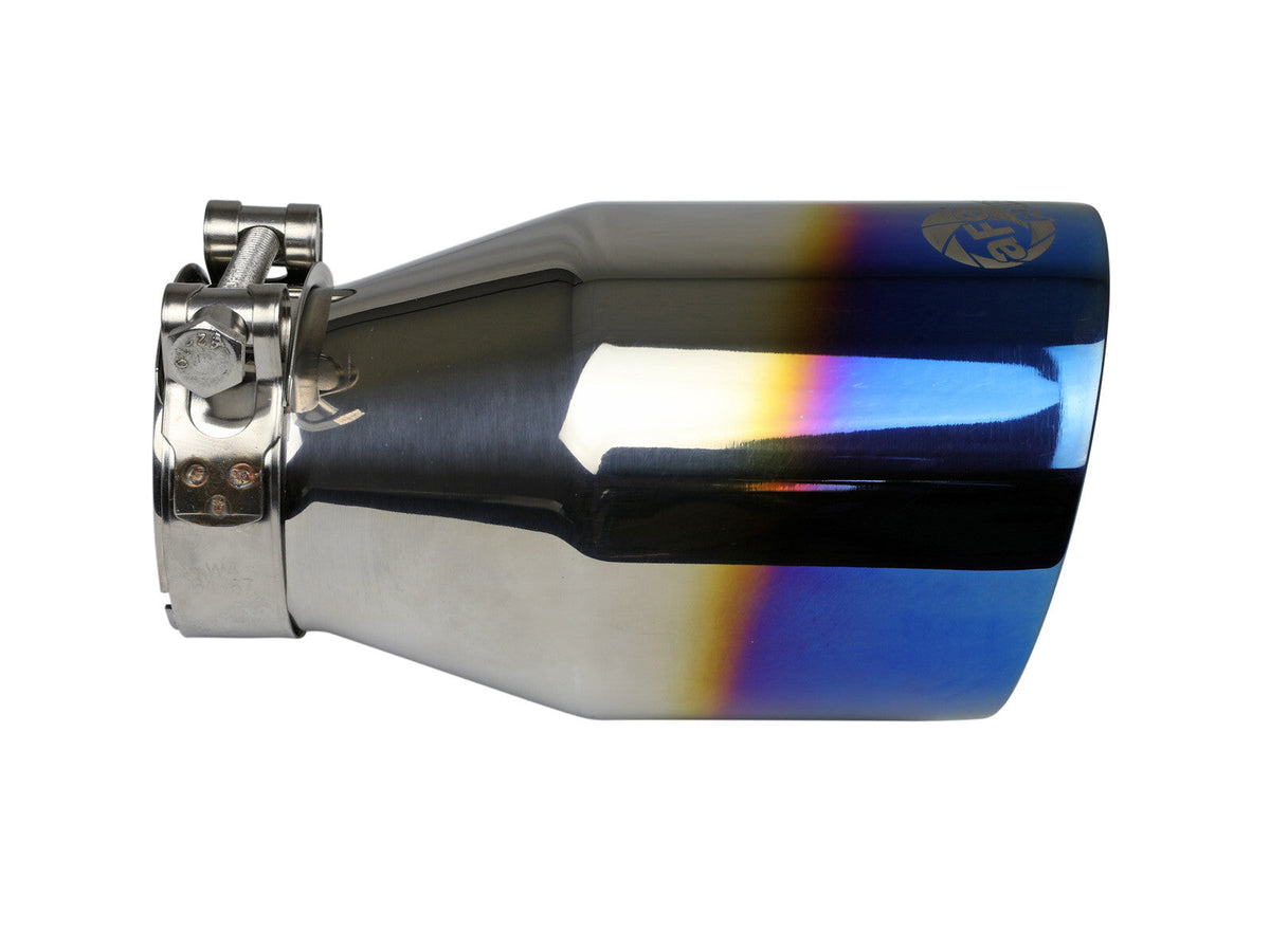 Mach Force-Xp 304 Stainless Steel Clamp-on Exhaust Tip Blue Flame 2-1/2 Inch Inlet x 4 Inch Outlet x 7 Inch L aFe Power aFe Power