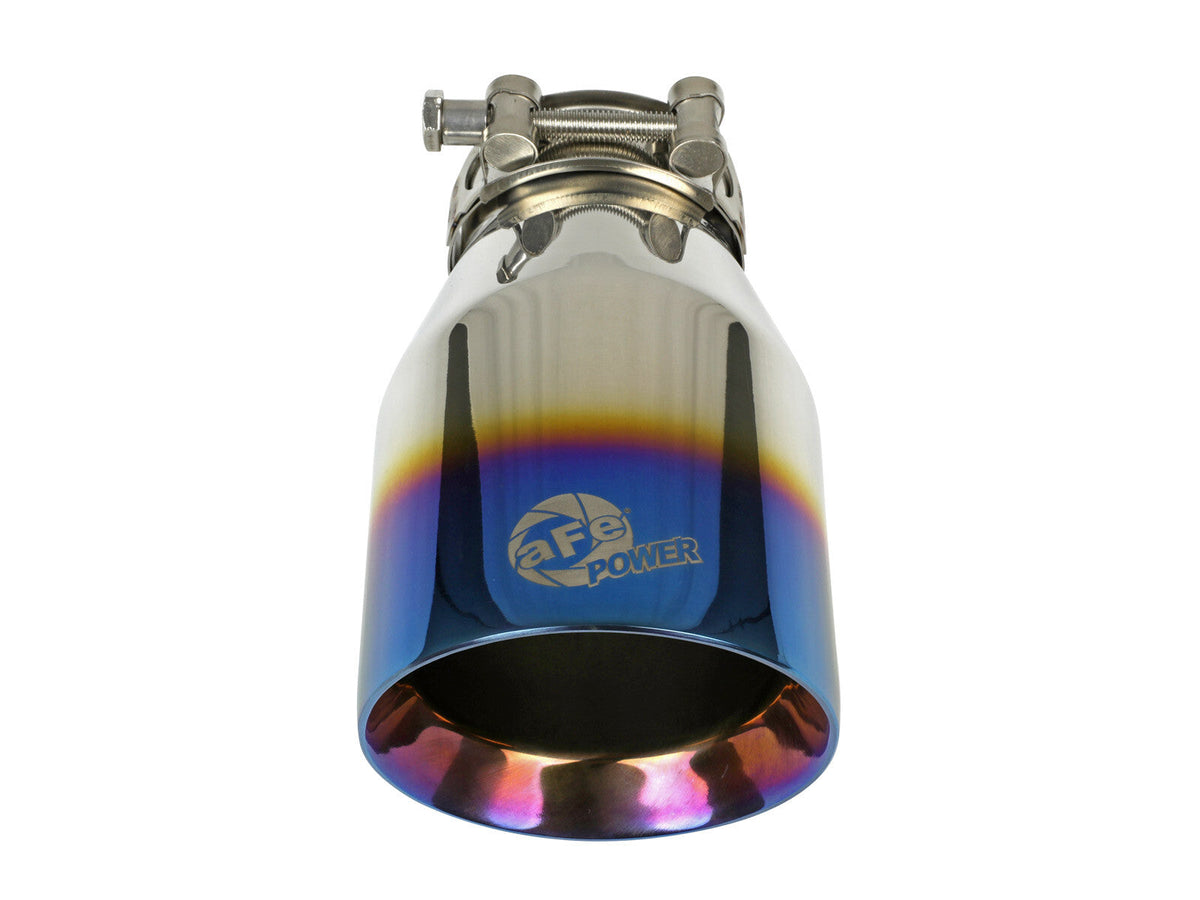 Mach Force-Xp 304 Stainless Steel Clamp-on Exhaust Tip Blue Flame 2-1/2 Inch Inlet x 4 Inch Outlet x 7 Inch L aFe Power aFe Power