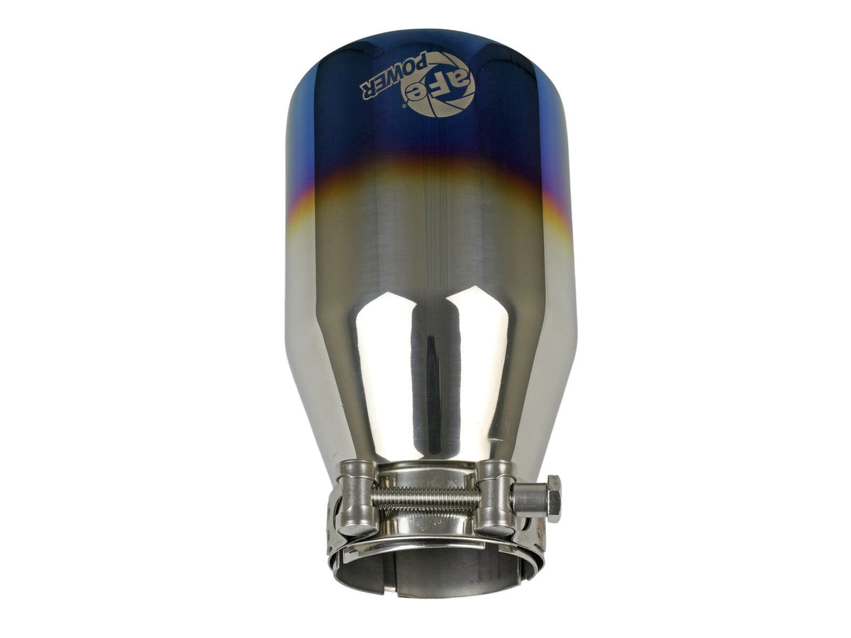 Mach Force-Xp 304 Stainless Steel Clamp-on Exhaust Tip Blue Flame 2-1/2 Inch Inlet x 4 Inch Outlet x 7 Inch L aFe Power aFe Power