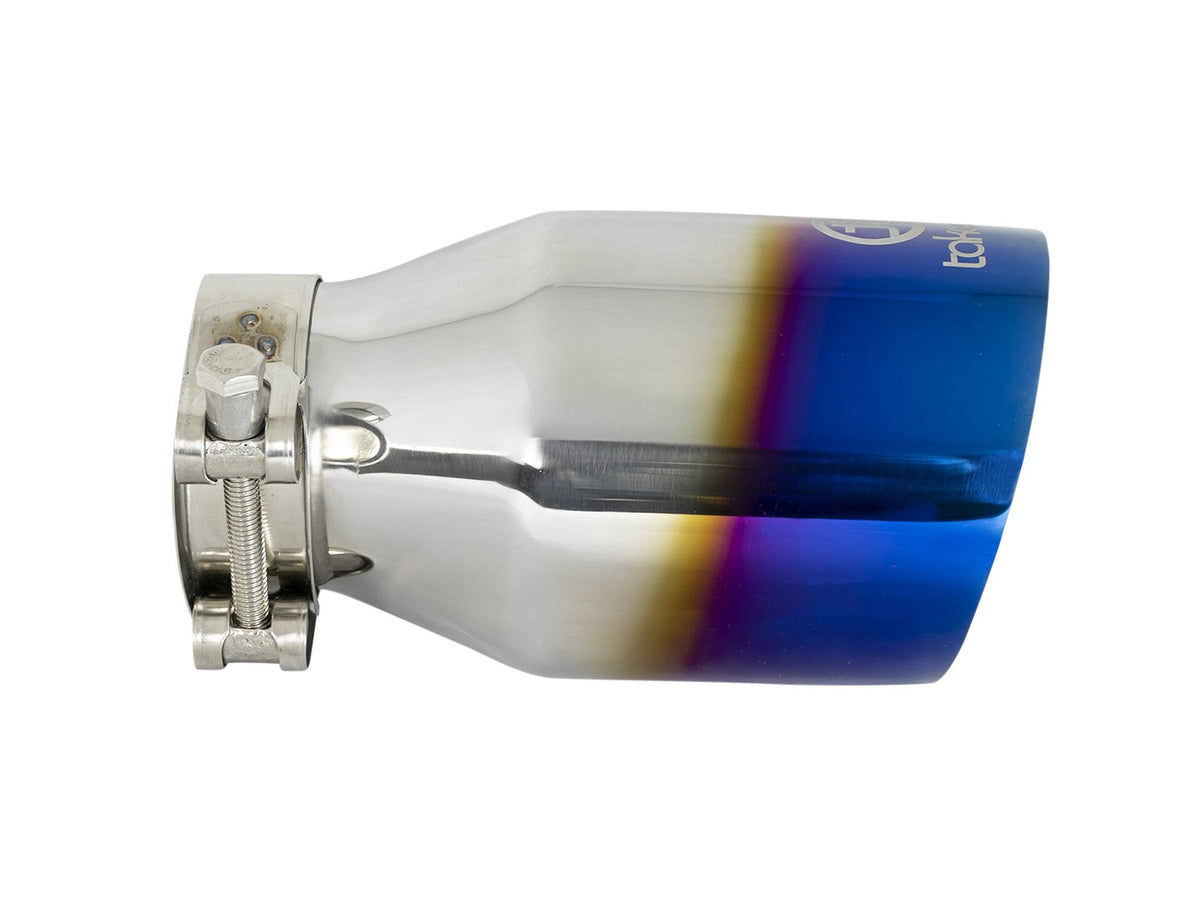 Takeda 304 Stainless Steel Clamp-on Exhaust Tip Blue Flame 2-1/2 Inch Inlet x 4 Inch Outlet x 7 Inch L aFe Power aFe Power