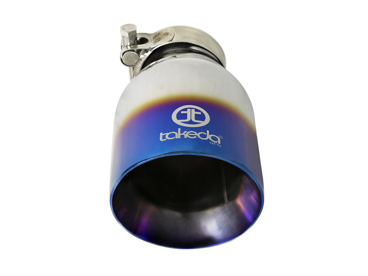 Takeda 304 Stainless Steel Clamp-on Exhaust Tip Blue Flame 2-1/2 Inch Inlet x 4 Inch Outlet x 7 Inch L aFe Power aFe Power