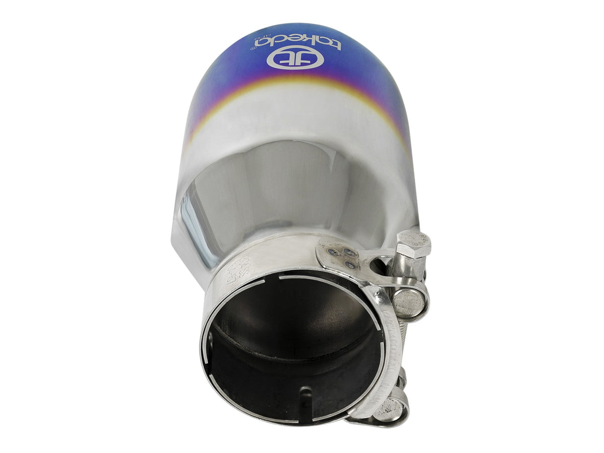 Takeda 304 Stainless Steel Clamp-on Exhaust Tip Blue Flame 2-1/2 Inch Inlet x 4 Inch Outlet x 7 Inch L aFe Power aFe Power