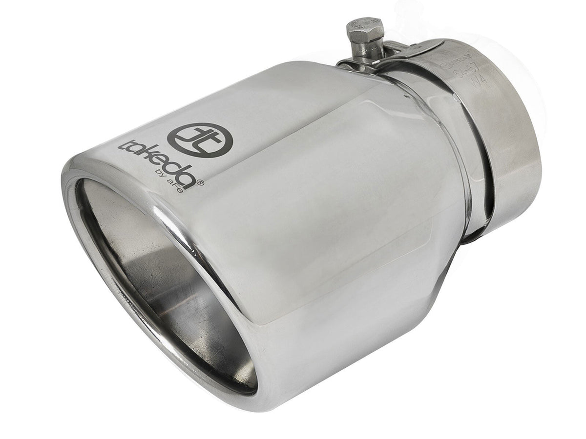 Takeda 304 Stainless Steel Clamp-on Exhaust Tip Polished 2-1/2 Inch Inlet x 4 Inch Outlet x 6 Inch L aFe Power aFe Power