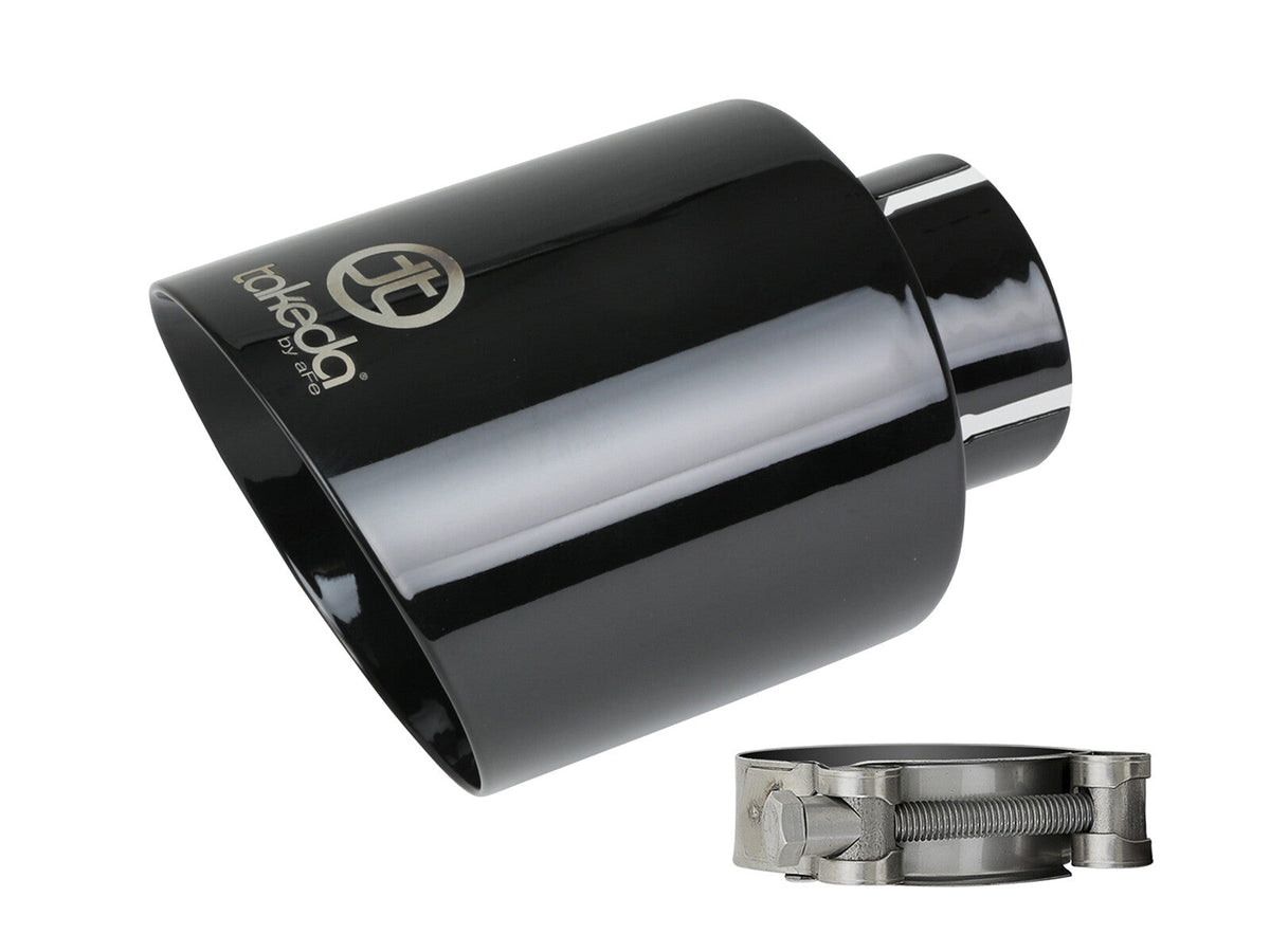 Takeda 409 Stainless Steel Clamp-on Exhaust Tip Black 2-1/2 Inch Inlet x 4-1/2 Inch Outlet x 7 Inch L aFe Power aFe Power