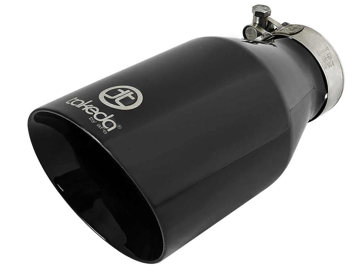 Takeda 409 Stainless Steel Clamp-on Exhaust Tip Black 2-1/2 Inch Inlet x 4-1/2 Inch Outlet x 9 Inch L aFe Power aFe Power