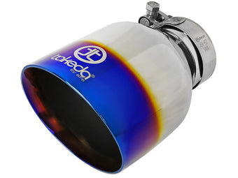 compare product Takeda 304 Stainless Steel Clamp-on Exhaust Tip Blue Flame 2-1/2 Inch Inlet x 4-1/2 Inch Outlet x 7 Inch L aFe Power